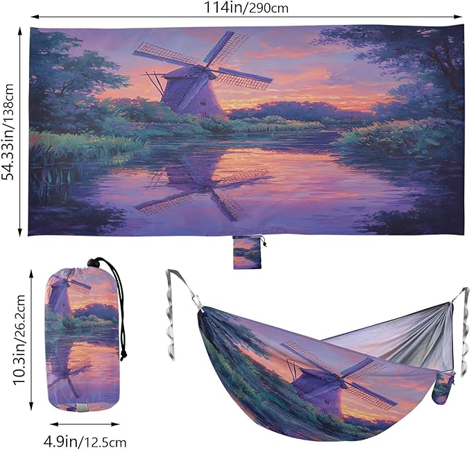 Windmill River Purple Camping Rope Hammocks Portable Swing 330 lbs Capacity for Travel Hiking Indoor Outdoor
