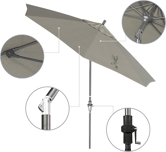 California Umbrella Crank Lift, Collar Tilt, Aluminum Pole