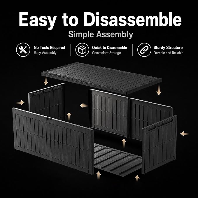 220 Gallon Extra Large Deck Boxes Outdoor Waterproof Lockable | Outdoor Storage Box with Double Wall Resin Construction for Patio Furniture Garden Tools Pool Supplies