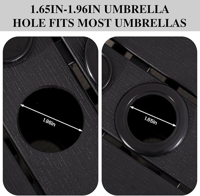 Sundale Outdoor Patio Umbrella Stand All Weather Wicker Rattan 22 in Umbrella Table Garden Furniture Deck Pool Table, Black