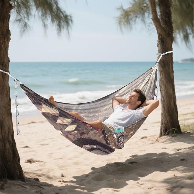 Anime Maid Chain Girl Outdoor Hammock with Portabl Carry Bag Portable Hammock for Outside Patio Garden