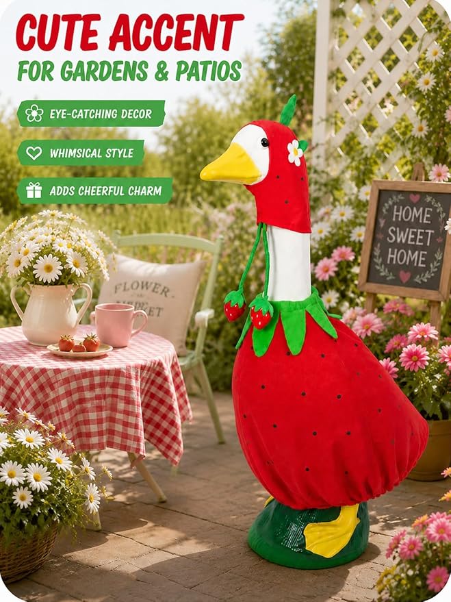 Porch Goose Outfits - 23" /17" Porch Goose Clothes for Lawn Yard (Red)