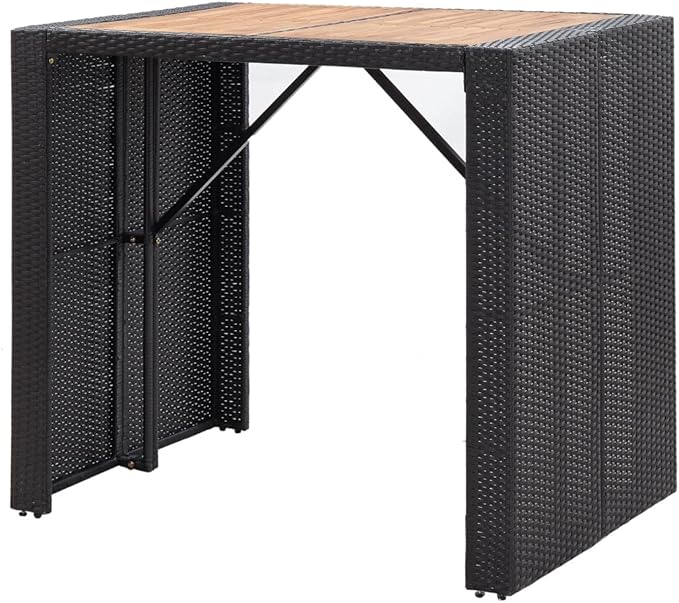Patio Bar Set with Cushions,Patio Lounge Set,Outdoor Furniture,Outdoor Furniture Sets,Patio Conversation Sets,for Garden,Deck,Backyard,5 Piece Poly Rattan Black