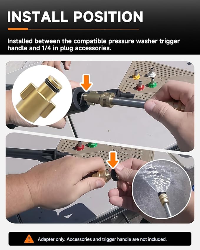 1/4" Quick Connect Pressure Washer Gun Adapter, Compatible with Portland 1750, DEWALT, Ryobi, Sun Joe Electric Power Washer, 1/4" Quick-Connect Fitting for Nozzle Tips & Foam Cannons