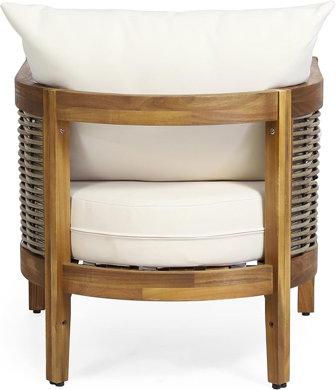Merax Set of 2 Outdoor Acacia Wood Wicker Club Chair with Cushion,Patio Furniture Conversation Seat for Backyard