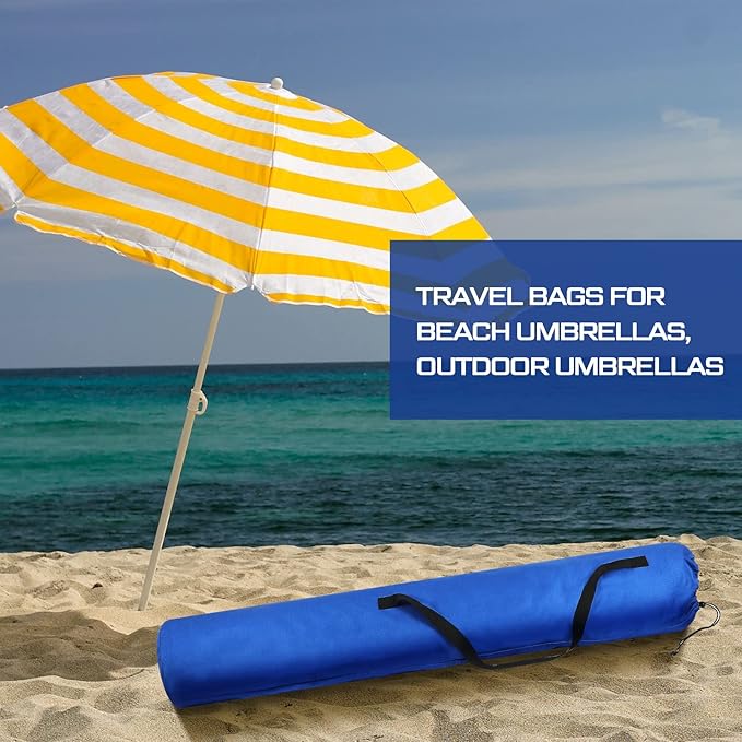 Dunzy 2 Pcs Beach Bags for Umbrella Waterproof Storage Bag for Umbrella with Shoulder Strap Carry Handle Large Foldable Bag for Umbrellas Outdoor Camping Traveling Patio Beach, Blue, 57 x 10 Inch