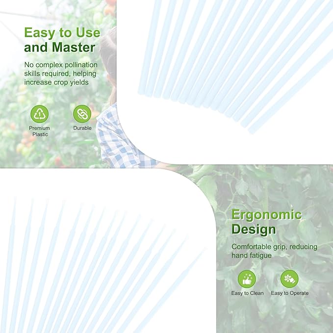M METERXITY 100-Pack Pollinator Brush, 0.08inch/2mm Plastic Vegetable Pollinator Pen Manual Pollination Tool for Gardening/Greenhouse/Hydroponic Plants/Flowers [White]