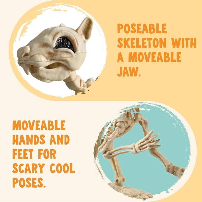 JOYIN Squirrel Skeleton Halloween Decoration 9.1 Inch Animal Posable Skeletons Movable Joints Plastic Bones with Pine Cones for Halloween Haunted House Decor Spooky Scene Garden Patio Party Prop