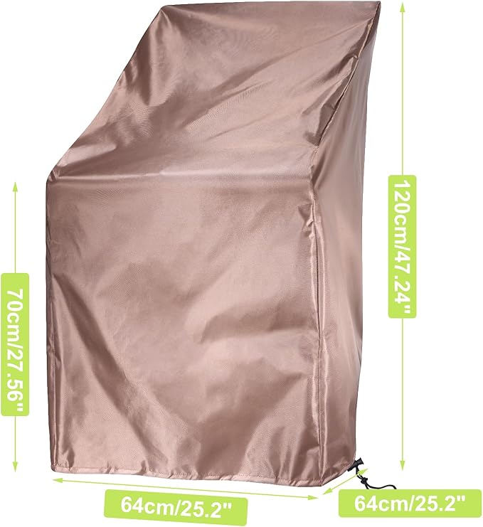 Stackable Patio Chair Cover, Outdoor Chair Cover Waterproof 210D, Stacked Chairs Lounge Chair Covers Outdoor Stack Chairs for All Weather Protection (Brown, 25"L x 25"W x 47”H)