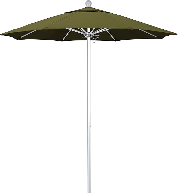 California Umbrella 7.5' Rd. Venture Series Contract Grade Patio Umbrella, Push Open Pin Stop, Silver Finish, Solution Dyed Palm