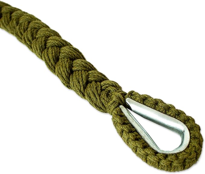 Novica Handmade Cascade in Olive Cotton Rope Hammock (Triple)