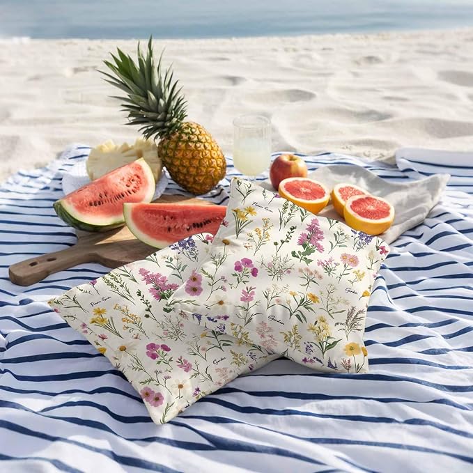 Wildflowers Outdoor Pillow Covers 20x20 Inch Throw Pillow Covers Set of 2 Waterproof Decorative Pillow Cases Blossoming Botanical Prints Garden Floral Cushion Covers for Patio Furniture Garden Couch