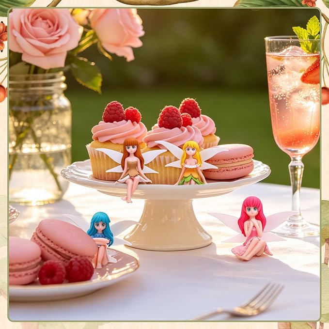 14Pcs Mini Fairy Garden Figurines Set | Miniature Tree Stakes Mini Fairy Figures with Fairy Garden Decor Cake Topper Landscapes DIY Terrarium Dollhouse Desk Decor