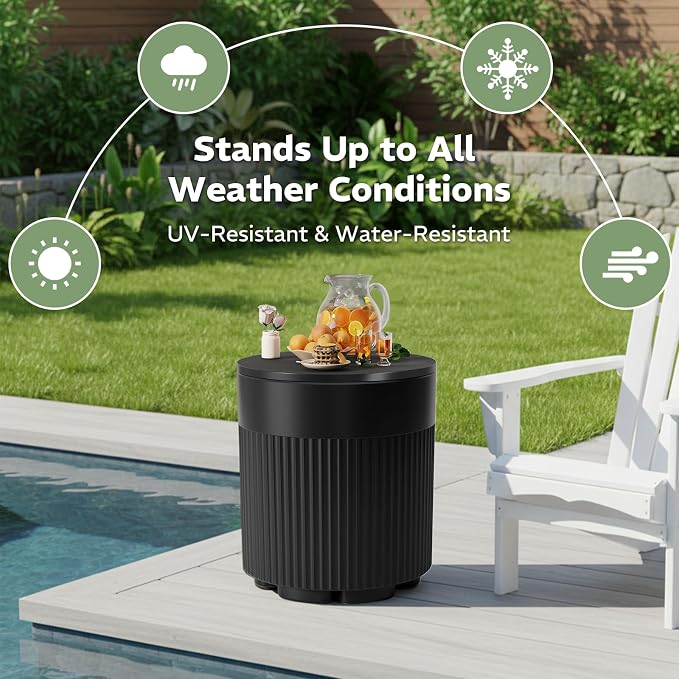 FONTOI Outdoor Cooler Side Table 2 Pack, 2 in 1 Ice Chest Side Table,as Cooler Side Table,Cooler Table for Patio, Parties Picnics, Beach