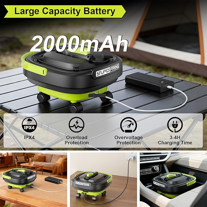 Portable Max 72 PSI Hand Sprayer, Cordless Garden Sprayer with 2000mAh Battery, 4-in-1 Nozzle, 12L Collapsible Bucket, Low Pressure Cleaner for Outdoor Cleaning, Camping, Gardening