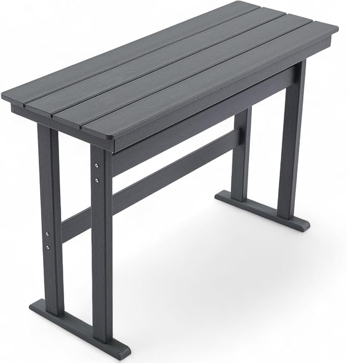 HDPE Outdoor Bar Height Table,54" Rectangular Patio Table, All-Weather Design for Bistro/Garden/Poolside (Gray)