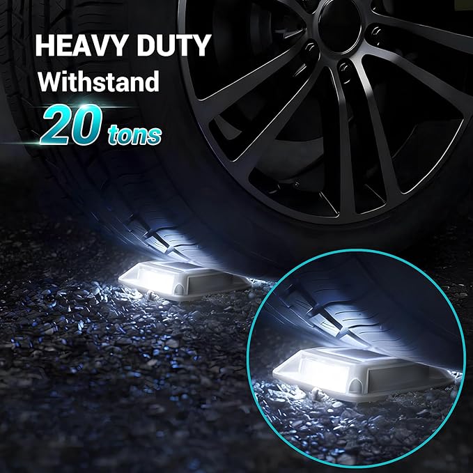 Solar Driveway Lights Outdoor 12 Pack, IP68 LED Solar Powered Waterproof Driveway Marker Deck Dock Lights for Dock Step Pathway Walkway Sidewalk Garden Yard Stair Marine (White)