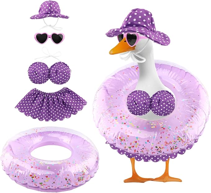 Hawaiian Porch Goose Outfits, Summer Style Goose Outfits, Cute Gooses Clothes fit Large 23" H Statues for Outdoor Garden and Yard Decoration