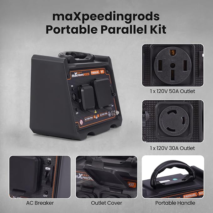 maXpeedingrods 4000 Watt Portable Inverter Generator, Bluetooth® App Remote Data Monitor, with Generator Parallel Kit with 120V 30A, 120V 50A Outlets and 50-Amp Circuit Breaker