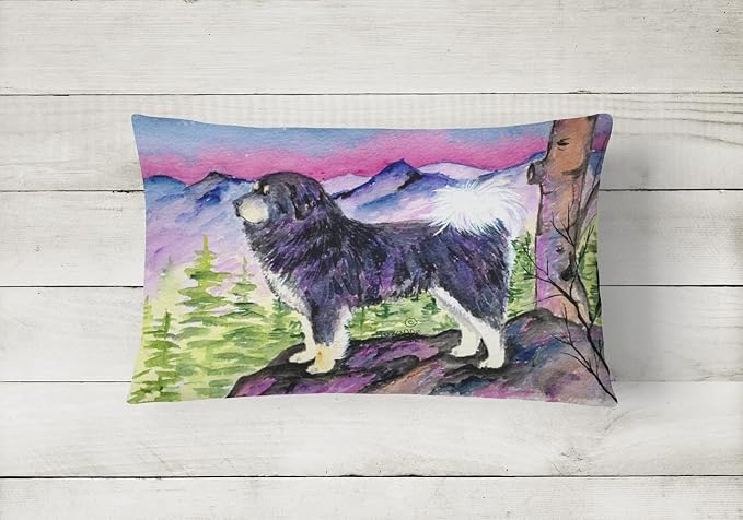 Caroline's Treasures SS8528PW1216 Tibetan Mastiff Canvas Fabric Decorative Pillow Machine Washable, Indoor Outdoor Decorative Pillow for Couch, Bed or Patio, 12HX16W