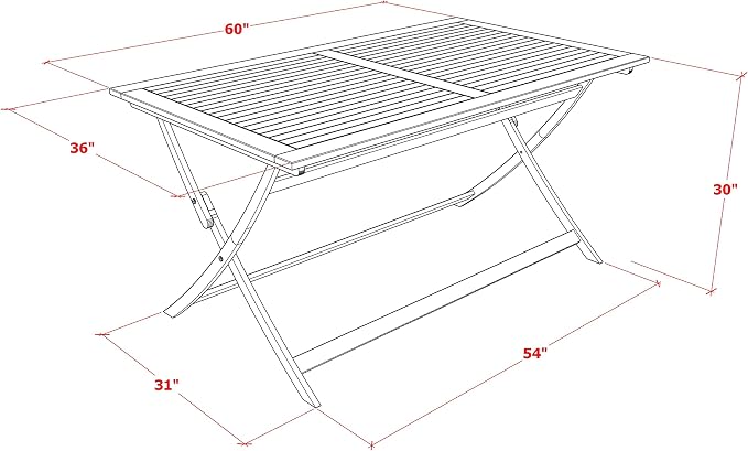 East West Furniture AEHD7CANA 7 Piece Outdoor Patio Dining Sets Consist of a Rectangle Acacia Wood Table and 6 Folding Arm Chairs, 36x60 Inch, Natural Oil