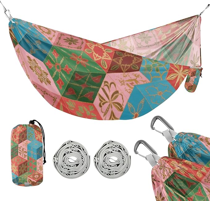 Colored Retro Abstract 330lb Capacity Hammocks with Tree Straps Indoor Hammock for Camping Travel Accessories accesorios para campamento