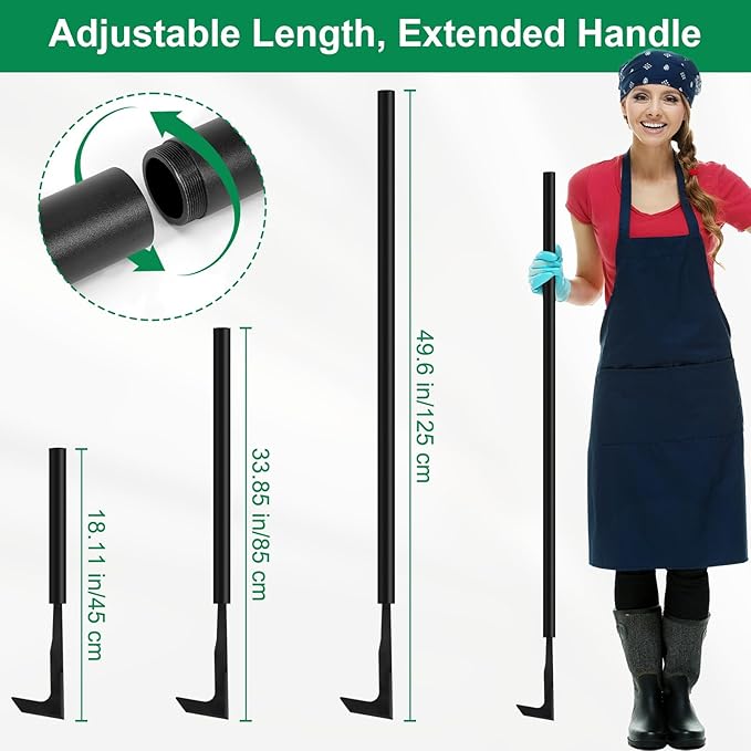 Hanaoyo 49.2” Long Handle Crack Weeder, 3 Adjustable Length Crevice Weeding Tool Manual Weeder Puller for Sidewalk, Paver, Wall Gaps, Lawn Yard Gardening Tool (Black)