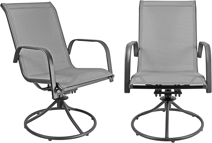 Garden Elements Sienna Outdoor Collection Patio Set, 40-inch Glass Top Steel Table with 4 Chairs, Gray (5-Piece Set)