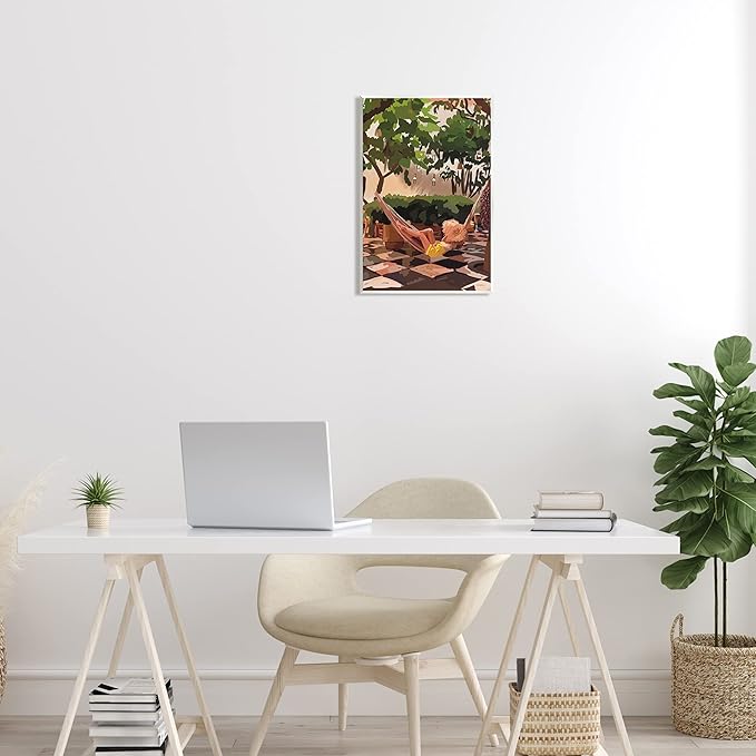 Stupell Industries Woman Lounging Hammock Tropical Summer Vacation Scenery Wood Wall Art, Design By Amelia Noyes