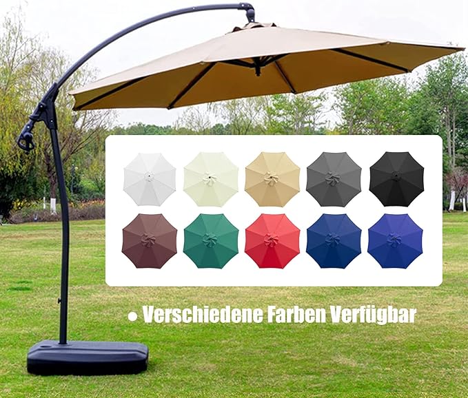 10ft Patio Umbrella Replacement Canopy 8 Ribs, Waterproof & Fade Resistant Market Umbrella Cover, Thickened Polyester Fabric for Backyard, Garden and Pool (Canopy Only) (Navy)
