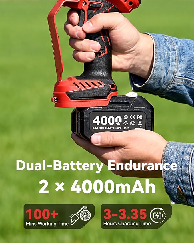 2-in-1 Cordless Pole Saw & Mini Chainsaw, 8-inch Brushless Chainsaw with 2*4000mAh Batteries and a Telescopic Pole Extendable to 15ft, Power Electric Polesaw for Tree Cutting & Branch Trimming