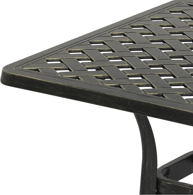 Clihome 21" Patio Table Outdoor Bistro Table Cast Aluminum Patio Dining Table Patio Tables for Outside Table for Garden, Backyard, and Porch