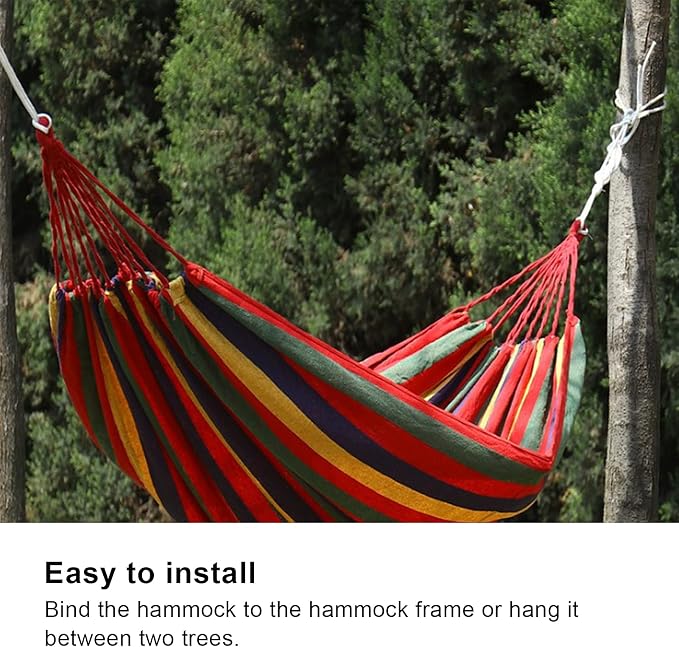 Portable Single Double Camping Hammock, Outdoor Garden Hammock, High Strength Lightweight Travel Hammock with Storage Bag for Hiking Backpacking and Backyard Relaxation (Red)