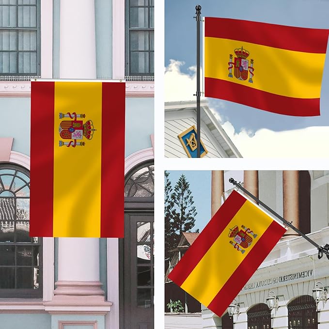 Spain Flag 3x5 FT Heavy Duty Spainish Flag Double Stitched Vivid Color Fade Proof Outdoor Decor With Brass Grommets(Spain)