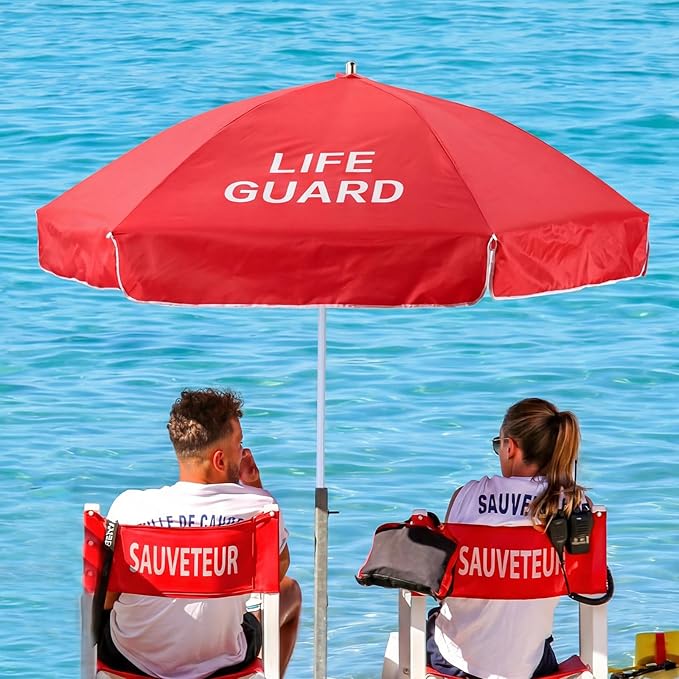 Dansydaisy Red Portable Beach Umbrella, 6.6ft Tilt Outdoor Umbrella Beach Umbrellas for Sand Sunshade with Adjustable Pole for Pool Patio, Instant Sun Protection Canopy