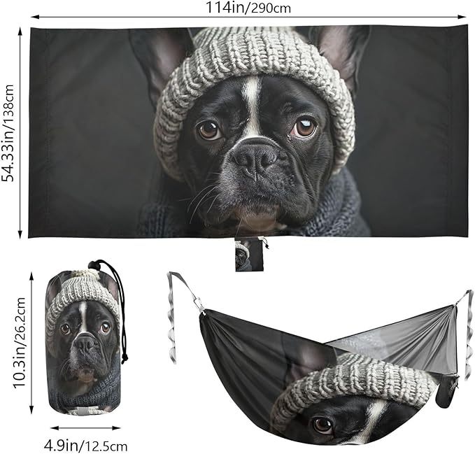 FRMG Dog Camping Hammock 500 lbs Capacity Portable Hammocks with Tree Straps & Attached Carry Bag, Camping Essentials Gear A0900212a