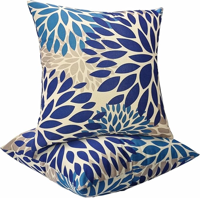 JMGBird Outdoor Pillows 2-Pack Waterproof 18x18 Throw Pillows with Inserts - UV Fade Resistant Patio Cushions for Outdoor Furniture