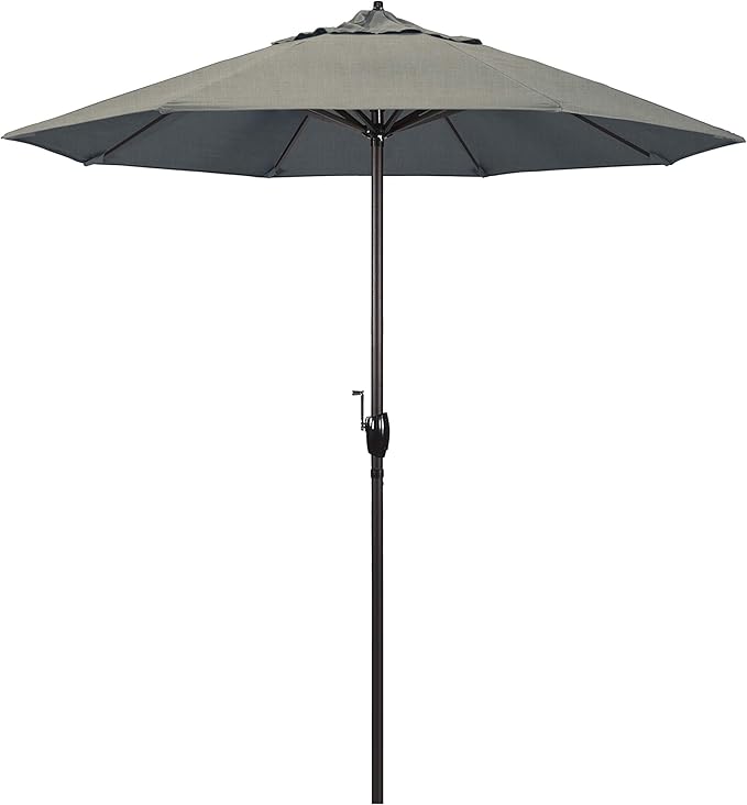 California Umbrella 7.5' Round Sunbrella Aluminum Outdoor Deck, Pool or Patio Umbrella, Crank Lift, Auto Tilt, Bronze Pole, Dove