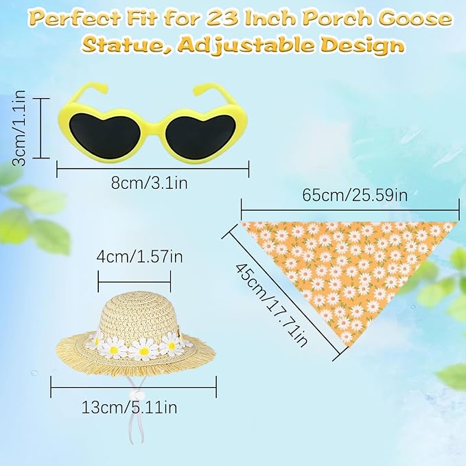 Porch Goose Summer Outfit,Hsummer Porch Goose Outfit,Porch Goose Bikini,Summer Garden Lawn Patio Yard Outdoor Decor (Flower Yellow)