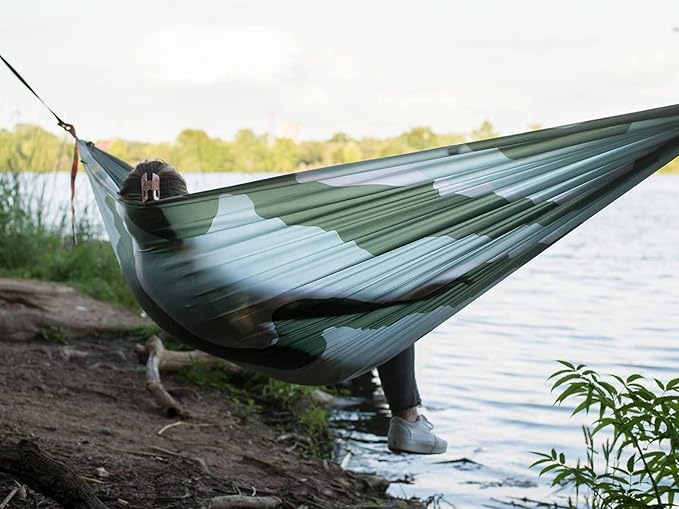 KAMMOK: Roo Double Hammock +Python 10' Bundle | Our Bestselling Hammock & Tree Friendly Straps | 100% Recycled Water Resistant Ripstop Fabric | Lifetime Adventure Grade Warranty, Pine Green