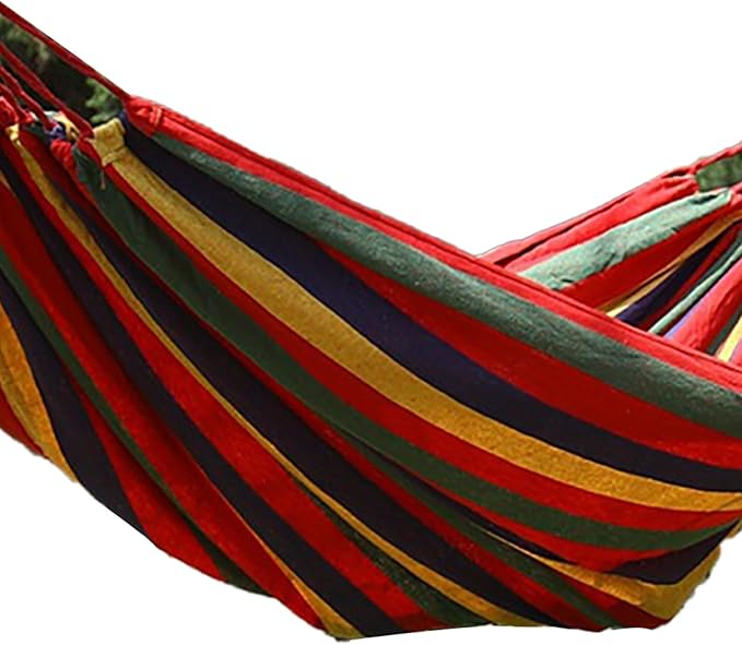 MAVIS LAVEN Portable Hammock, Polyester Cotton Single Double Hammock with Anti Rollover Design for Camping Outdoor Indoor Patio Backyard (Red)