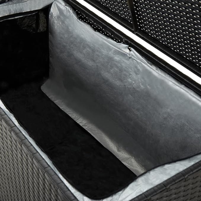 REWIS Patio Storage Box Deck Storage Box Outdoor Storage Cabinet Waterproof Storage Containers Storage Outdoor Poly Rattan 39.3"x19.6"x19.6" Black