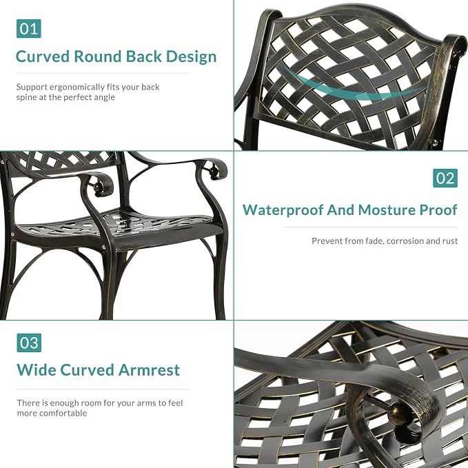 MEETWARM 9-Piece Outdoor Patio Dining Set, 8 Outdoor Dining Chairs and 1 Oval Table with 2" Umbrella Hole, All Weather Cast Aluminum Patio Funiture Set for Backyard, Garden, Patio