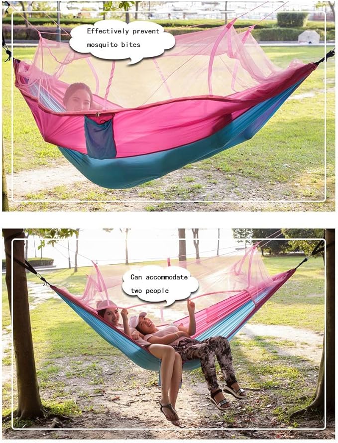 Camping Hammock, Hammock Outdoor Parachute Cloth Single Double Student Indoor Dormitory Bedroom Swing Tourism Hiking Leisure Equipment Aerial Tent(Dark Green)