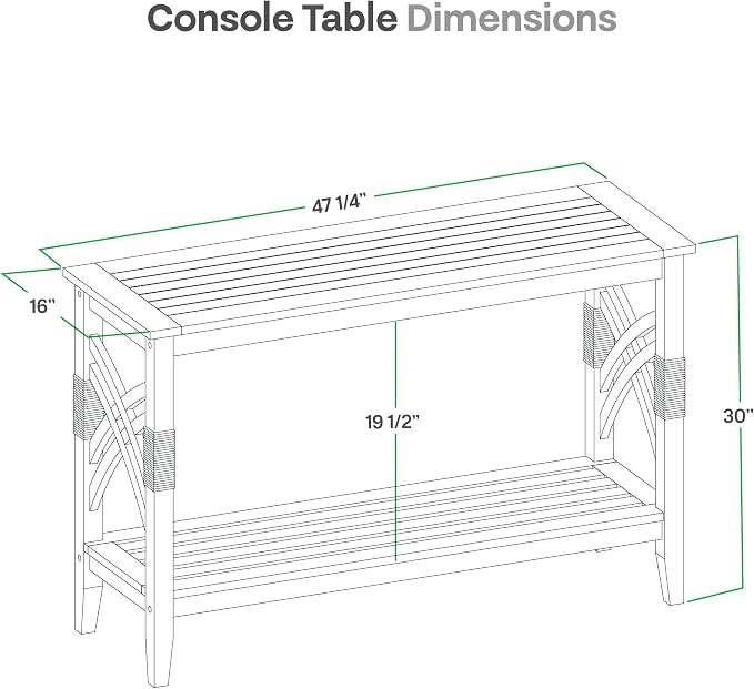 Cambridge Casual Sierra Teak Wood Outdoor Console Table with Accent Wicker, Natural Teak, Narrow Garden Table with Bottom Shelf for Patio, Deck, Entry Way or Poolside – Weather-Resistant