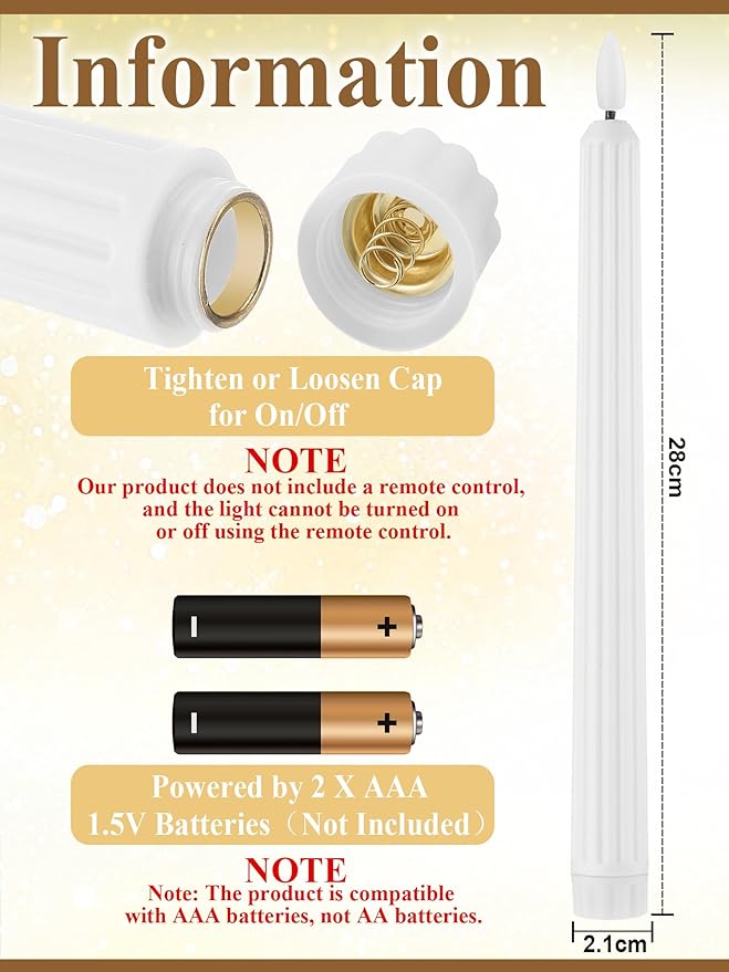 Treela 72 Pcs Flameless LED Taper Candles Battery Operated Candles Bulk 11 Inch Flickering Fake Candlesticks with Warm Light for Valentines Day Church Wedding Party Battery Not Included(Fluted,White)