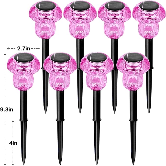 Solar Pathway Lights Outdoor 8 Pack Gifts for Mom Mushroom Garden Lights Waterproof Solar Powered Yard Lighting for Landscape, Driveway, Path, Walkway, Patio, Outside Garden, Pink Purple