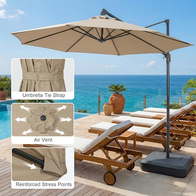 COWVIE Umbrella Canopy Replacement for 8 Ribs Patio Umbrella, Outdoor Table Parasol Replacement for Yard, Canopy Only