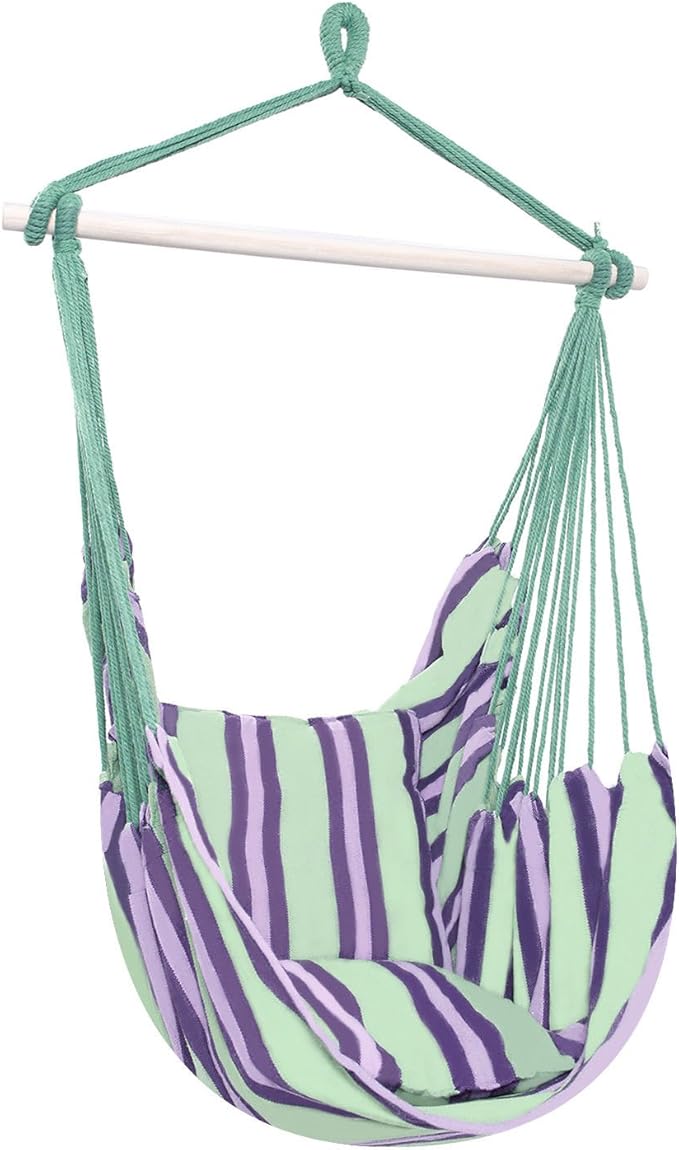 Deluxe Hammock Rope Chair Patio Porch Tree Hanging Air Swing Outdoor/w 2 Pillow