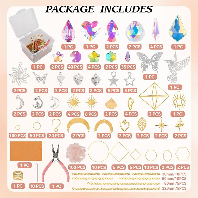 500 Pcs DIY Suncatchers Kits for Adults, Crystal Sun Catchers Rainbow Maker, Art and Crafts for Adults, Hanging Decorative Suncatchers for Windows, Home, Parties and Weddings